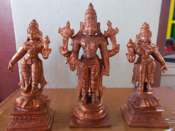 Lord Srinivasa With Bhoodevi and Sridevi